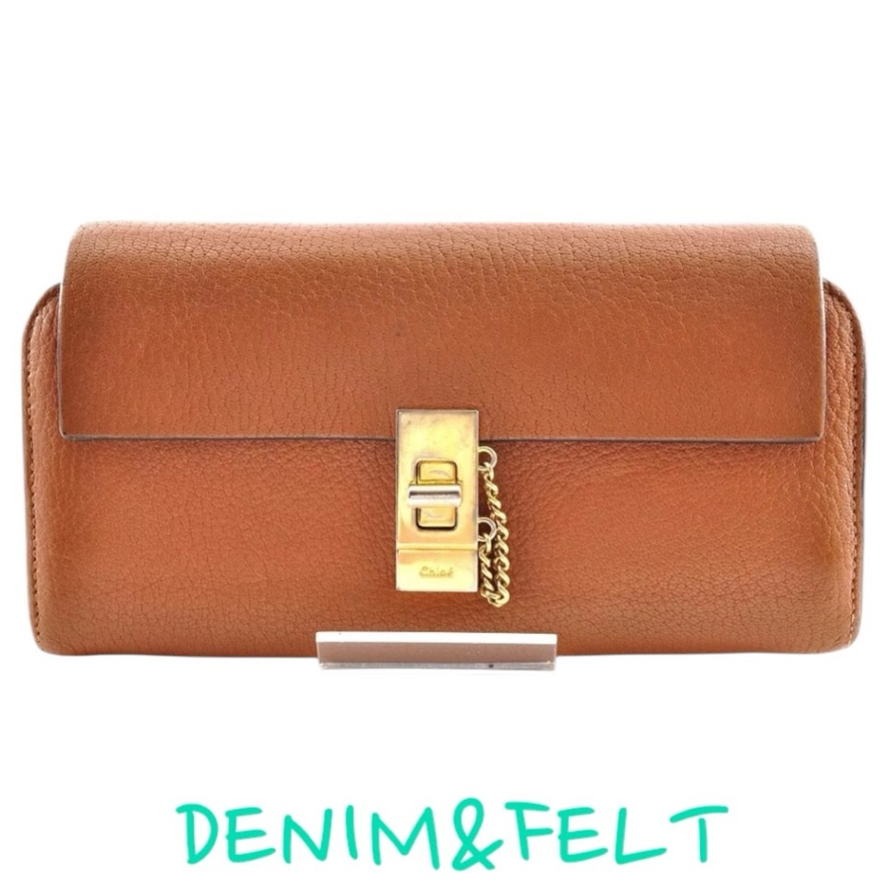CHLOE Caramel Leather Drew Front Flap Long Zipped Wallet | PRELOVED!!🤎🤎